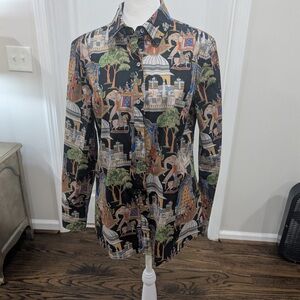 J McLaughlin Black Patterned Shirt size M